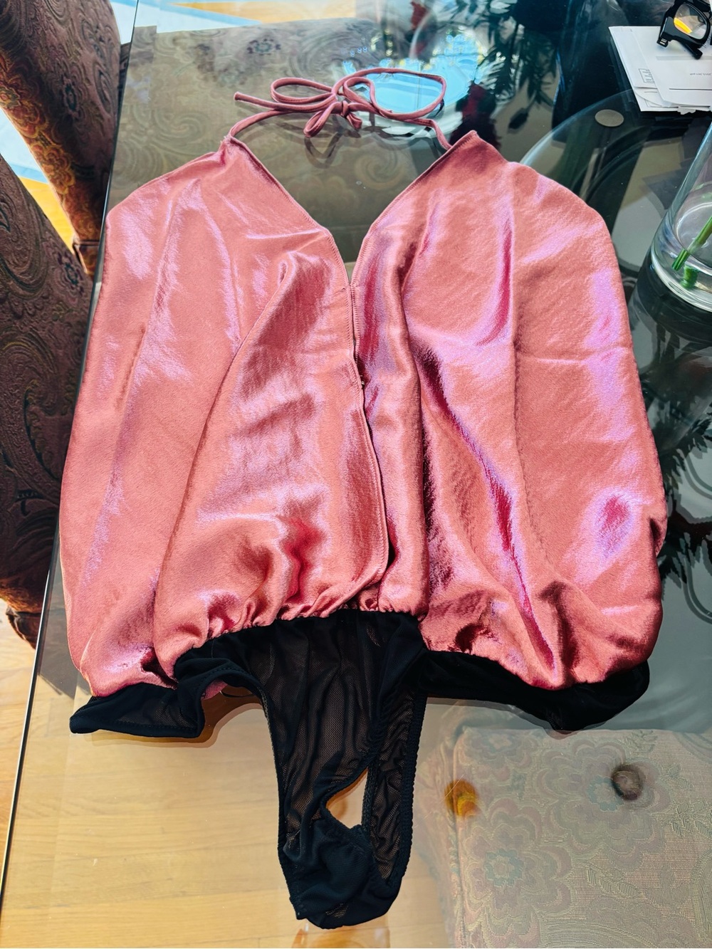 NWT - Free People - So Fine in Shine Bodysuit /Pink/Rose - Large